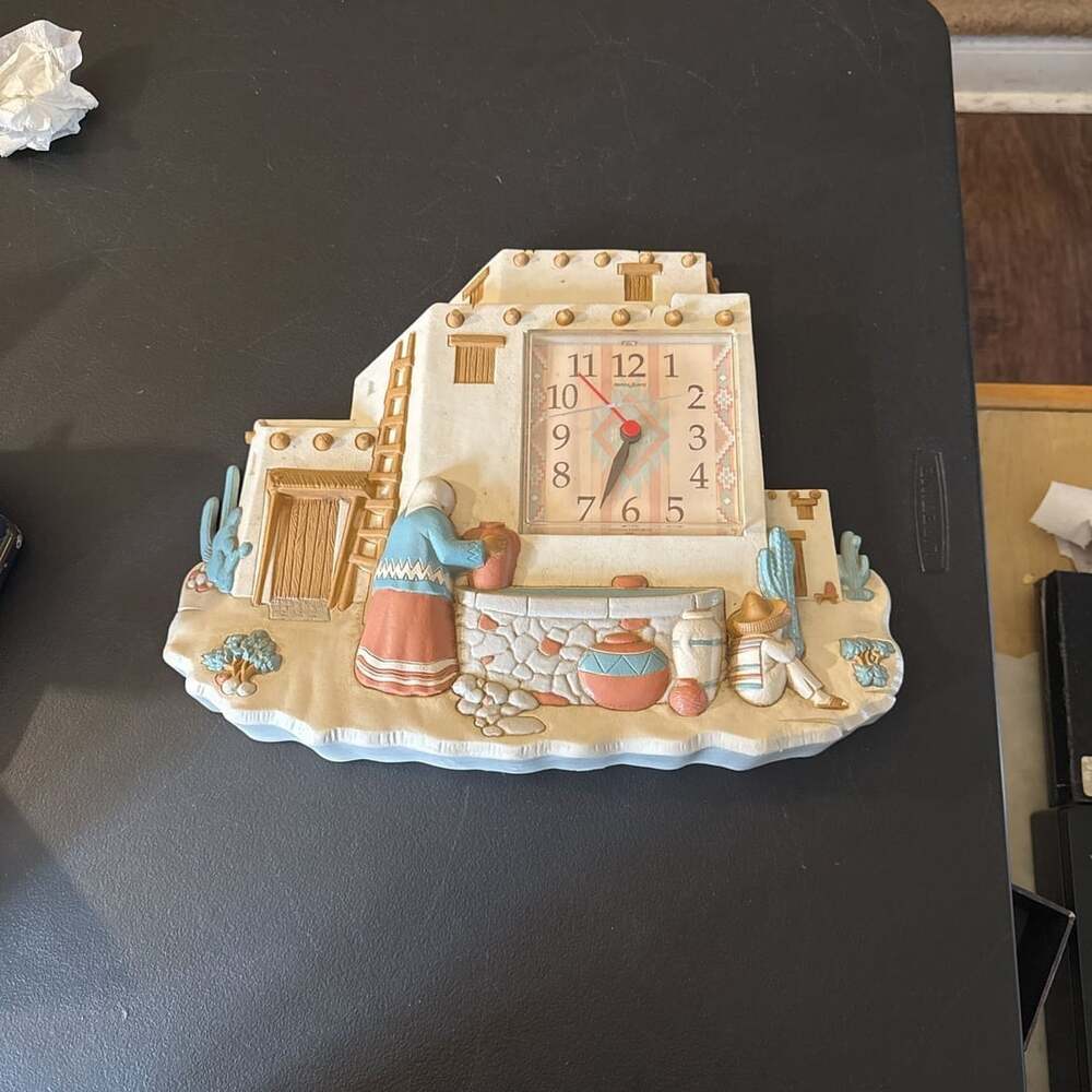 Vintage Pueblo Clock - Desert Style - 1990s